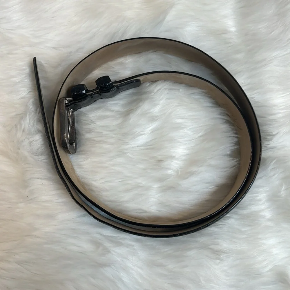 Brioni Black Genuine Lizard Silver Buckle Belt Men B261/F39